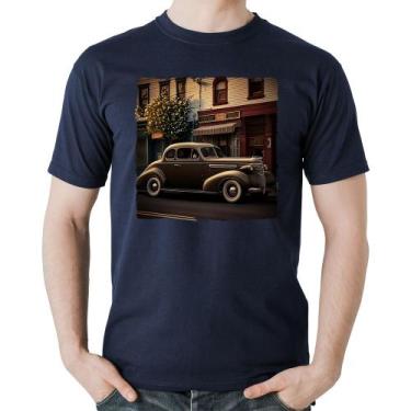 Imagem de Camiseta Algodão Carro antigo na cidade - Foca na Moda, Marinho, GG