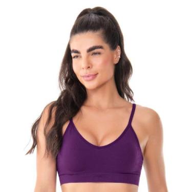 Imagem de Top Fitness Rib com bojo removível Jacquard Uva - Trend, G