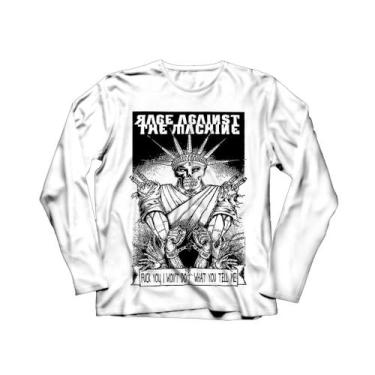Imagem de Camiseta Manga Longa Feminina Rage Against The Machine, Branco, GG