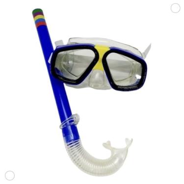 Imagem de Kit Mergulho Infantil com Máscara e Snorkel – Silicone Macio, Ajustável, Unissex, Piscina e Praia, Crianças 3 a 12 Anos(Azul)