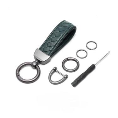 Imagem de Capa Csae de chave de carro de fibra de carbono TPU compatível com VW Polo Golf Passat compatível com Skoda Octavia A5 Bora Jetta Seat Ibiza Leon acessórios(Green keychain)