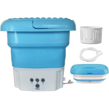 Imagem de Máquina de Lavar Portátil Plegável com Cubo Secagem por Rotação para Roupas Bebê Calcinhas Meias Toalhas Perfeita Viagen