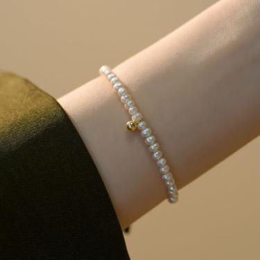 Imagem de Pulseira elástica com pingente de pérola ajustável, geométrico, estilo coreano, berloque, feijão, gato, pata, One Size, Metal, Sem Pedra Preciosa