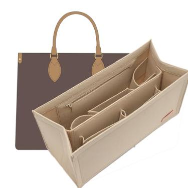 Imagem de OAikor Bolsa organizadora compatível com LV On The Go GM, bolsa organizadora leve de feltro premium, acessórios de bolsa modeladora com zíper, GM, bege