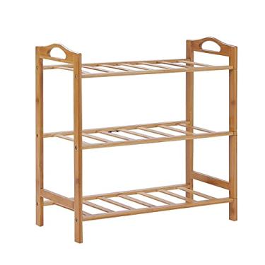 Imagem de FENOKD Sapateira de 3 níveis, prateleira de armazenamento, entrada, corredor, armário, sapatos, chinelos, salto alto, sapateira empilhável para buscar a felicidade,