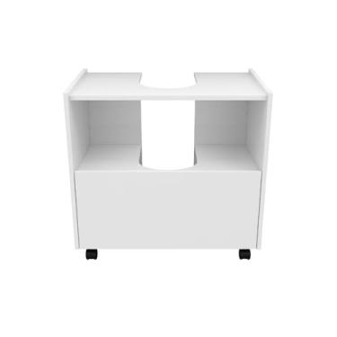 Imagem de Conjunto de Banheiro com MDF – Gabinete, Pia e Espelheira Integrados, Kit Completo para Higiene e Organização Doméstica Familiar (BRANCO)