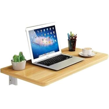 Imagem de FENOKD Mesa dobrável montada na parede, mesa de jantar de espaço pequeno, suporte de armazenamento de cozinha, mesa de folhas suspensas, mesa de computador para escritório/lavanderia, 120 × 50 cm, 90