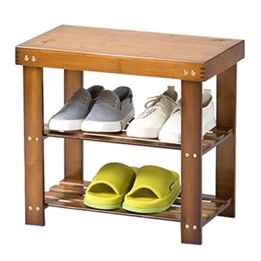 Imagem de Sapateira de armazenamento organizador de prateleira de sapatos de duas camadas banco de sapatos para varanda de casa corredor interno rack de armazenamento simples rack de quarto organizador de