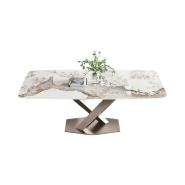 Imagem de Mesa de jantar nórdica de ardósia para casa, mesa de jantar retangular simples, mesa de jantar, sala de estar, decoração de mesa, mesa de cozinha moderna