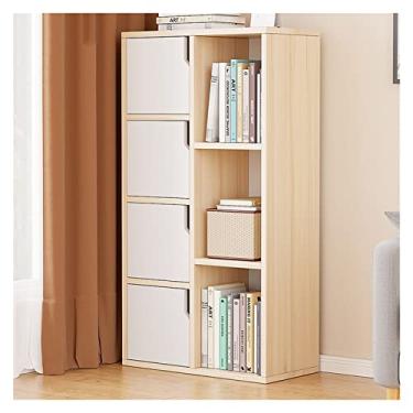 Imagem de Estante de livros prateleira de chão sala de estar armário de armazenamento simples casa quarto prateleira de armazenamento de parede simples moderna (tamanho: 3 portas branco quente 51 x 24 x 77 cm