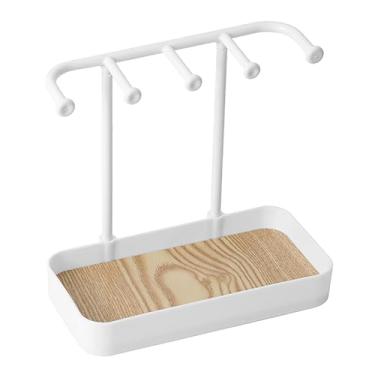 Imagem de Suporte de joias de mesa que economiza espaço Rack organizador de joias multifuncional para brincos, colares, pulseiras, chaves, relógios, armazenamento de exibição, placa de (Branca)