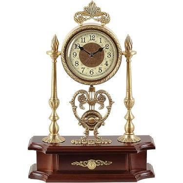 Imagem de Relógios de cornija antigos, relógio de avô de manto vintage, relógios de mesa silenciosos de vela estilo europeu, relógio de mesa digital de metal para lugar, sala de estar e escritório