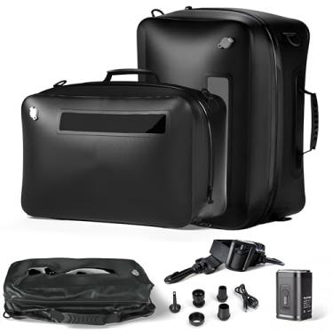 Imagem de Bolsa de viagem de compressão a vácuo com bomba, bolsas de compressão reutilizáveis para malas de mão e mochila, tecido de filme TPU resistente, material de 50 fios, preto (pacote com 2 + bomba