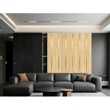 Imagem de ESSMOKO Papel de parede banhado a ouro falso grão de madeira efeito PVC adesivo de parede autoadesivo para sala de estar e cozinha papel de parede impermeável onda de trigo banhado a ouro 40 * 300 cm