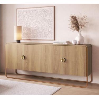 Imagem de Balcão Buffet Orgânico 180cm 4 Portas Pé Metal Luna Móvel na Caixa - M