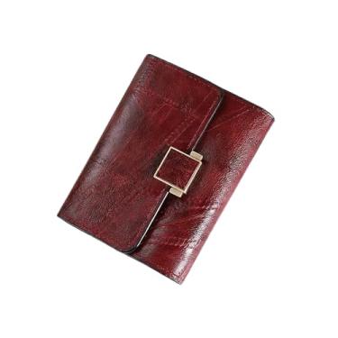 Imagem de Carteira feminina, pequena carteira tripla para mulheres, porta-moedas quadradas com encaixe para compras, caminhadas, viagens, Vermelho, Casual