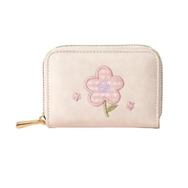 Imagem de Mini porta-cartão fofo – carteira de couro PU com 9 compartimentos para cartão, 2 bolsos para moedas, design elegante e multicolorido para uso diário, Bege, Cosmetic_case