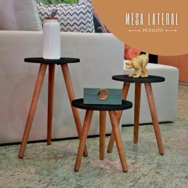 Imagem de Kit com 3 Mesas De Canto Para Salas Decorativas - Kelan, Preto