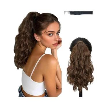 Imagem de Peruca Sintética Cacheada Com Rede Invisível, Rabo De Cavalo Curto Com