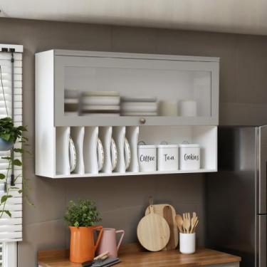Imagem de Armário Aéreo para Cozinha com Porta de Vidro Provençal 100% Mdf Ilumi
