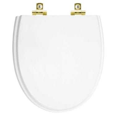 Imagem de Assento Sanitário Com Amortecedor Eros Branco Para Vaso Incepa Com Ferragem Dourada