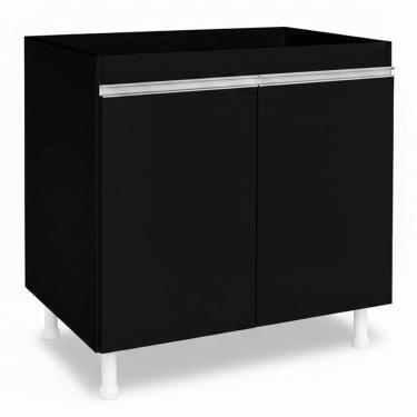 Imagem de Balcão Gabinete Cozinha Lux 79cm 100% MDF 02 Portas Sem Tampo Preto - Desk Design