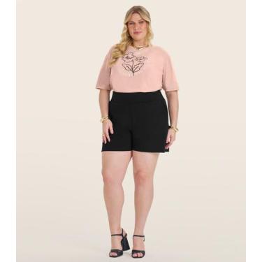 Imagem de Camiseta Plus Size em Meia Malha Secret Glam Rosa, Plus G4, Rosa