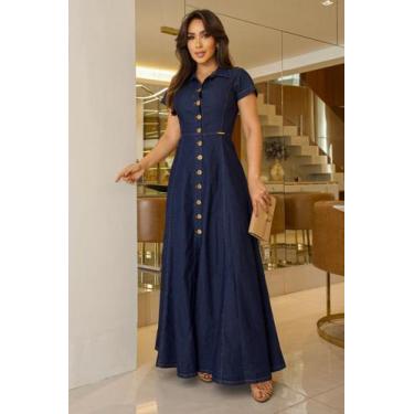 Imagem de Vestido Jeans Longo Nívea - Áquila Tauheny Store, Azul, 46