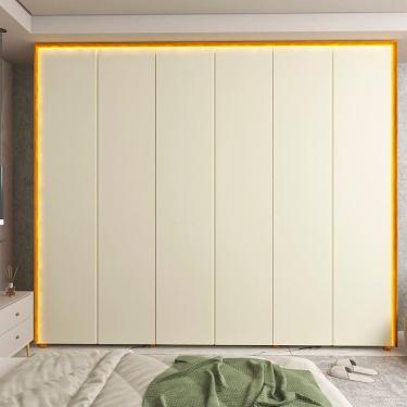 Imagem de Guarda-roupa Casal 6 Portas com Led com Pés 100% Mdf Lumina Naturale/Off White