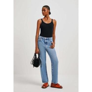 Imagem de Calça Jeans Reta Hering Básica Cintura Alta Marmorizada Feminina-Feminino