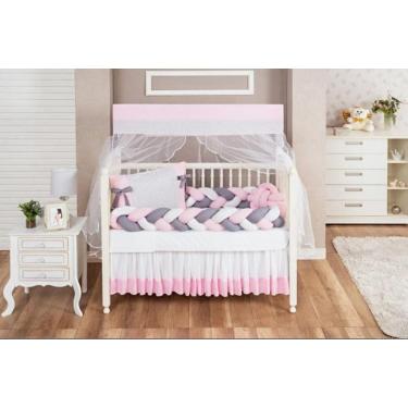 Imagem de Kit Berço Rosa Claro Segurança Beleza Para O Berço 11 Peças