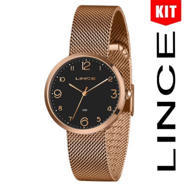 Imagem de Relógio Lince Kit Rosa Analógico Preto Rosê Lrrh229l36 P2rx