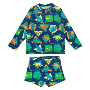 Imagem de Conjunto Blusa Sunga Praia Menino Proteção Solar Uv Infantil - Catarin