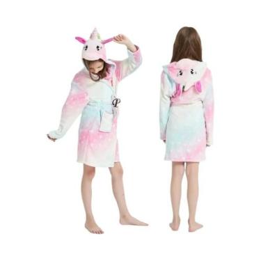 Imagem de Roupão Kigurumi Infantil Com Estampa De Estrelas Azuis E Unicórnio Par