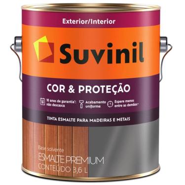 Imagem de Tinta Esmalte Sintético Cor e Proteção Brilhante Para Madeira e Metal 3,6 Litros Cinza Escuro - 53378193 - SUVINIL