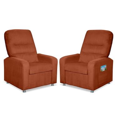 Imagem de Kit 2 Poltronas Decorativas Do Papai Reclinável Confortável Suede - Lm Decor Terracota