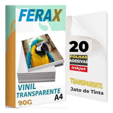 Imagem de Adesivo Vinil Transparente 100 % Jato Tinta A4 - 20 Folhas - Congratul