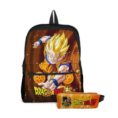 Imagem de Kit Mochila com bolso e Estojo Escolar Infantil Menino Dragon Ball - T