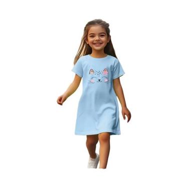 Imagem de Vestido estampado menina com linha gatinho, mistura poliéster confortá