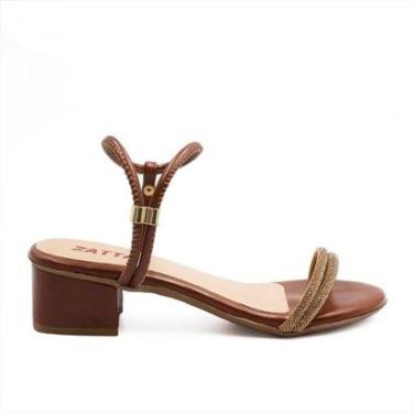 Imagem de Sandália Zatta Salto Bloco Tiras Strass Sarita-Feminino