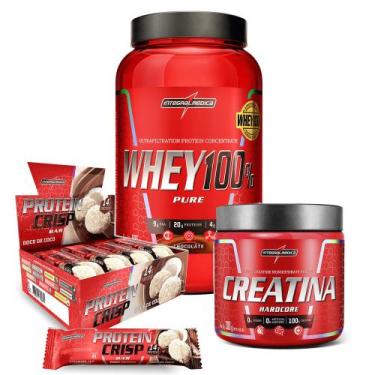 Imagem de Kit Whey 100% Chocolate + Crisps Bar + Creatina 300g - Integralmedica,