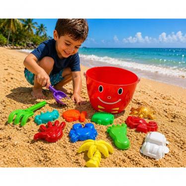 Imagem de Balde Infantil de Praia Kit 13 Peças Temáticas Fundo do Mar com Alça Rei do Balde