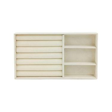 Imagem de Caixa Organizadora para Jóias em Veludo 4 Compartimentos para Gavetas Cinza e Off-White Ke Home