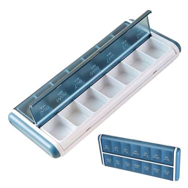 Imagem de Estojo de Remedio Comprimido Pilula Capsula Organizador Semanal Divisoria Bolsa Mala Viagem Portatil Seguro Resistente