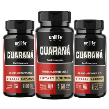 Imagem de Guaraná Suplemento Alimentar 60 Capsulas Kit com 3 Unilife