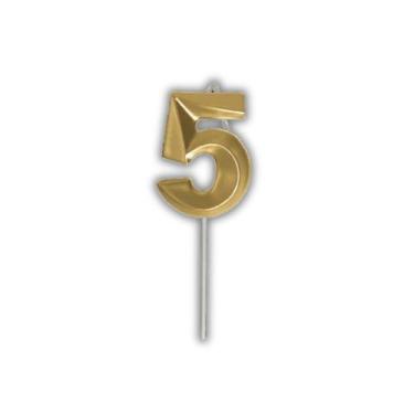 Imagem de Vela de Aniversário Slim Metallic Ouro - Festcolor, 5