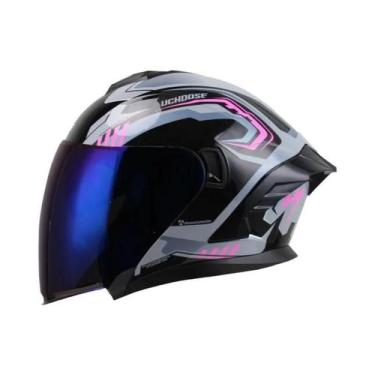 Imagem de Capacete Retro Unissex Leve Para Motocicleta Com Dupla Lente E Visor S
