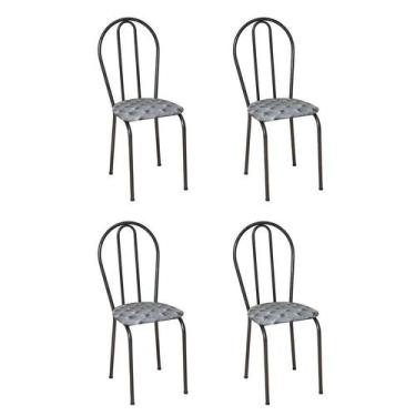 Imagem de Conjunto 4 Cadeiras Hécate Cromo Preto E Estampa Capitonê - Artefamol