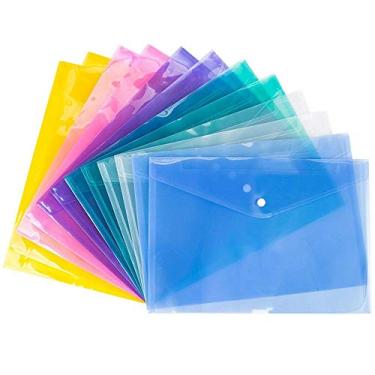 Imagem de SagaSave Pastas de Carteiras de Plástico A4, Suportes de Arquivos Impermeáveis Transparentes, Carteiras Popper Arquivos de Documentos de Grande Capacidade para Papelaria e Armazenamento de Arquivos (10 Pçs - Azul)