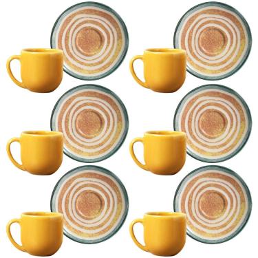 Imagem de Conjunto com 6 Xícaras e Pires para Café Porto Brasil Coup Siracusa em Cerâmica Feldspática Off-White - 112ml